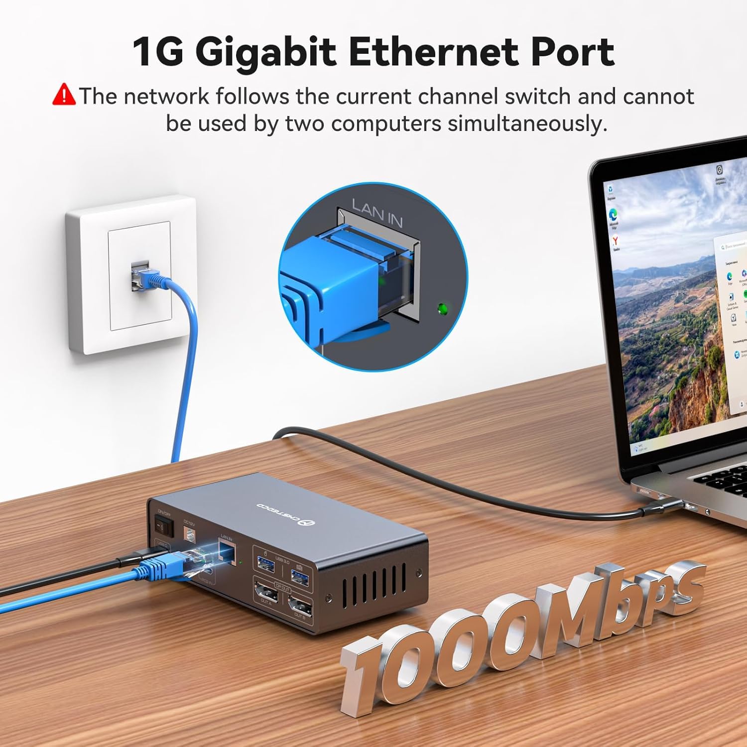 Conmutador KVM USB C 4K a 120Hz 2 monitores 2 computadoras Displayport 12 en 1 estación de acoplamiento para laptop doble monitor pantalla extendida para 2 portátiles Plug and Play 10 Gbps USB 3.2