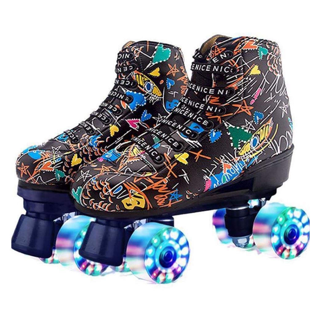 Buy DUBUK Graffiti HighTop Leather Roller Skate, FourWheels Roller