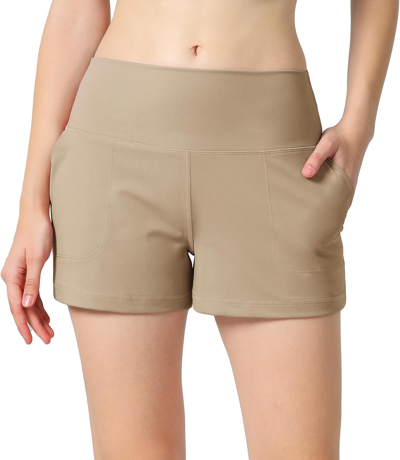 ALWAYS Women's High Waisted Spandex Shorts - Active Stretch Workout Bottoms for Yoga Running or Daily