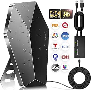 2026 Digital TV Antenna, 5000+ Miles Range for Smart TV, Indoor/Outdoor, 38ft Coax Cable