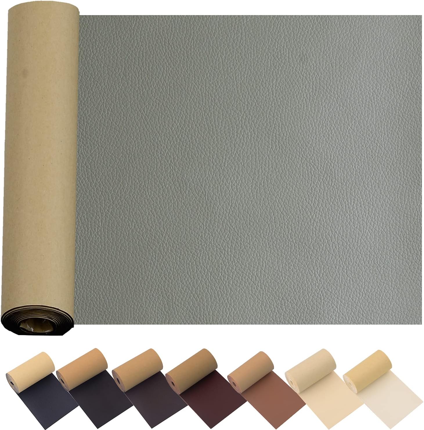 Leather Repair Patch for Couches 17X55inch Large Self-Adhesive refinisher cuttable reupholster Tape Patches kit for Couch Car Seats Furniture Sofa Vinyl Chairs Shoes Fabric Fix(Grey, 17x55 inch)