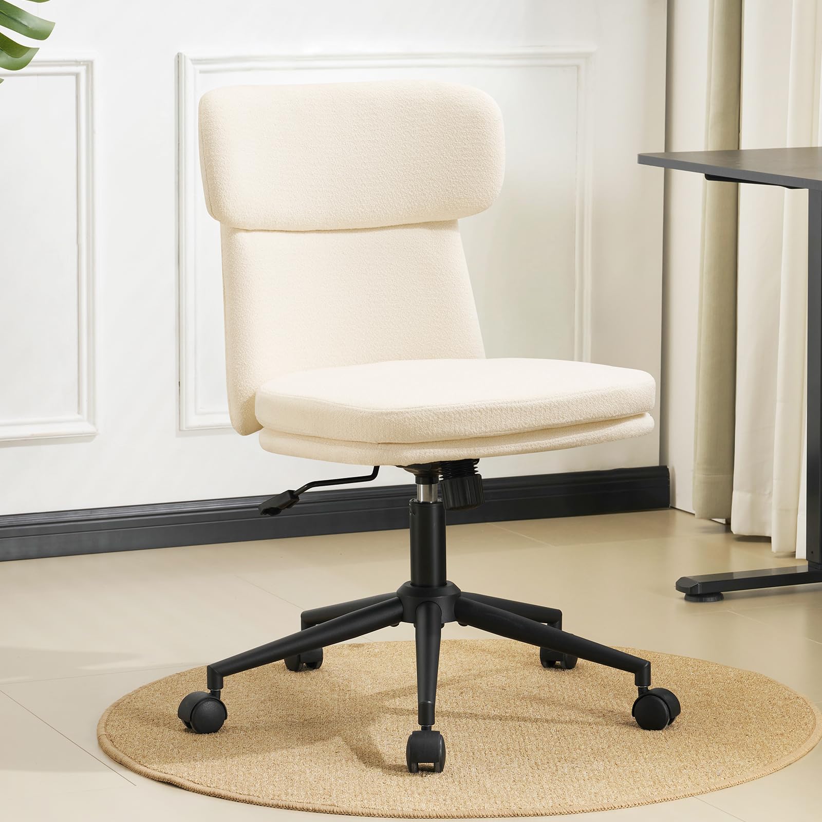 Chaise de Bureau en Chenille Fauteuil de Bureau Chaise de Coiffeuse, Fauteuil Bureau Réglable en Hauteur avec Dossier Inclinable Pivotante à 360°, Ergonomique pour la Chambre (Blanc-1)