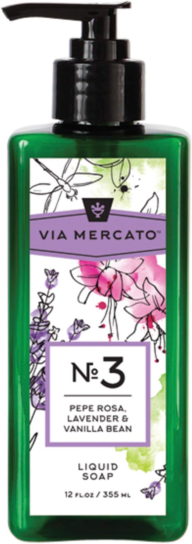Liquid Soap, Shea Butter Enriched (12 oz), No. 3 - Pepe Rose, Lavender & Vanilla Bean