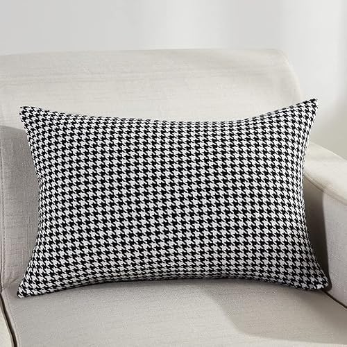 Vevins Throw Pillow Covers 12 X 20 Inches, Houndstooth Gird Decorative Cushion Pillow Cases For Sofa Couch Bedroom Car 2 Pack #TOP3