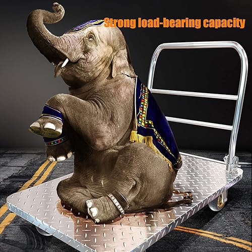 Miniatura 3 de Plataforma de camiones con plataforma de empuje manual con ruedas silenciosas, carretilla de plataforma plegable, para carga y almacenamiento, carga