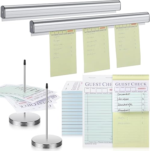 Juego de accesorios para camarera de 54 piezas, incluye 50 blocs de notas de servidor con copia de carbono, 2 soportes de aluminio para boletos de