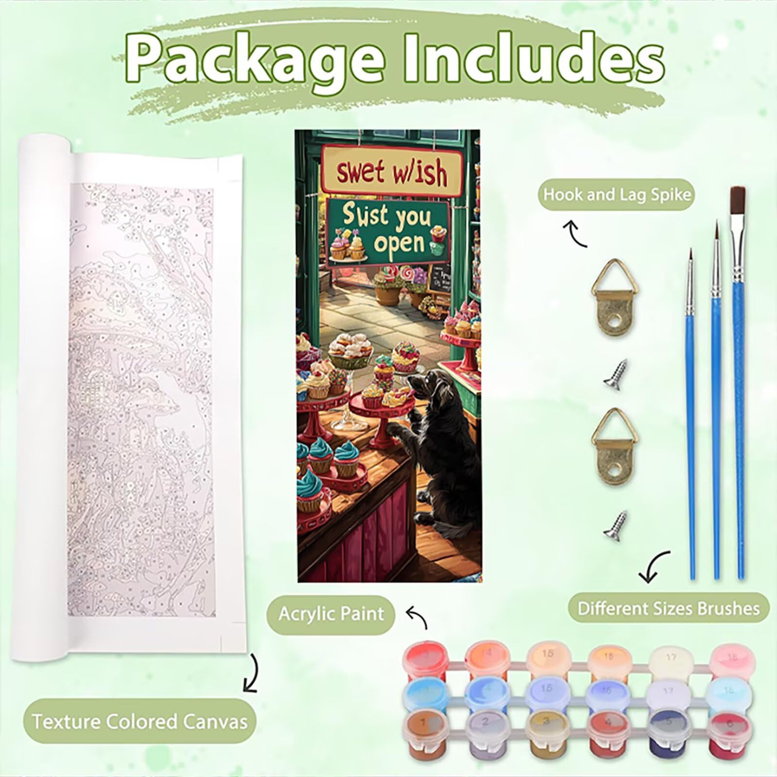 Malen Nach Zahlen 50x150cm Leinwand Kuchenhaus Malen Nach Zahlen Erwachsene mit Ohne Rahmen, DIY Kreativ Set für Erwachsene mit Pinseln und Acrylfarbe, Zimmer Deko Hund Landschaft Geschenk, P0M-695