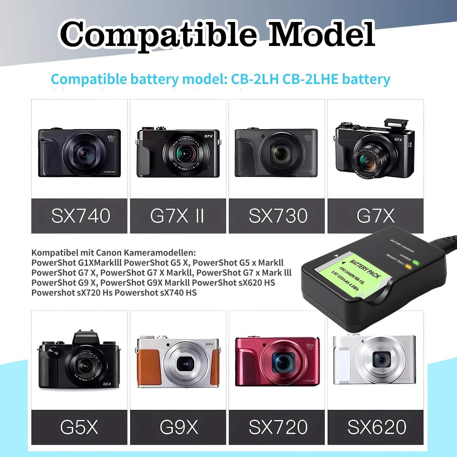 デジタルカメラ Canon G7x markIII NB-13L & CB-2LH CB-2LH NB-13L Camera Charger for Canon Powershot G1 X Mark III/G7
