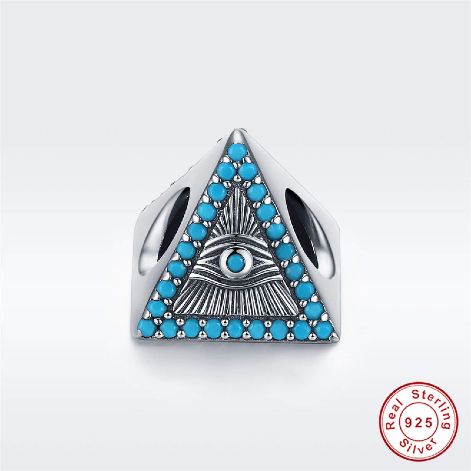Damen-Perlen-Charms, Silber-Anhänger, Abstandsperlen for Armbänder, 925er-Silber, blaues Auge, Dreieck, Bergperlen, Damen-Anhänger, Halskette, Zubehör, Schmuck