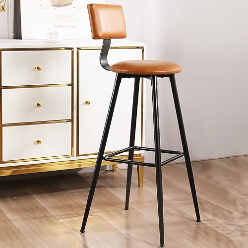CUYOCA Bar Stools Bar Chairs with Back, 30 Inch Barstools with Metal Legs, Faux Leather Upholstered for Pub, Restaurant, Kitchen Island (Retro Brown)