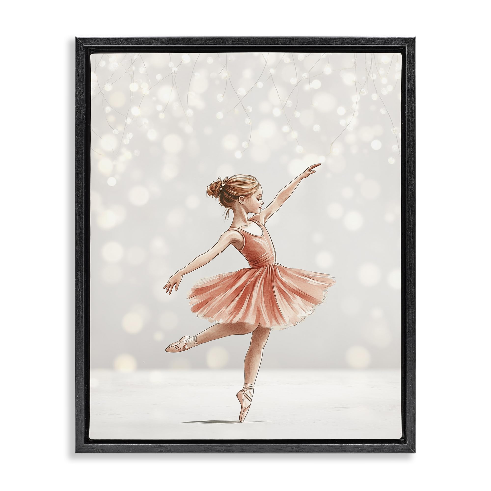 Stupell Industries Jet Black (Matte) 'Dancing In The Light'| Floating Frame Canvas Art