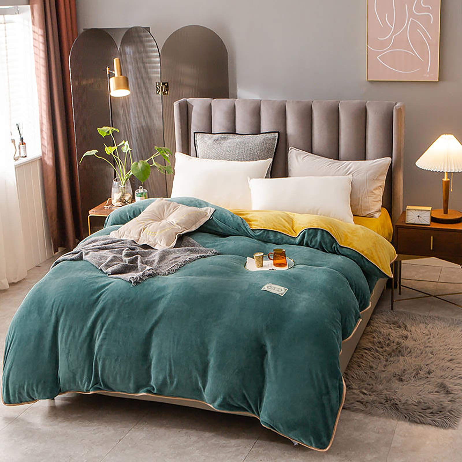 Couette en velours flanelle contre le froid pour grand lit double