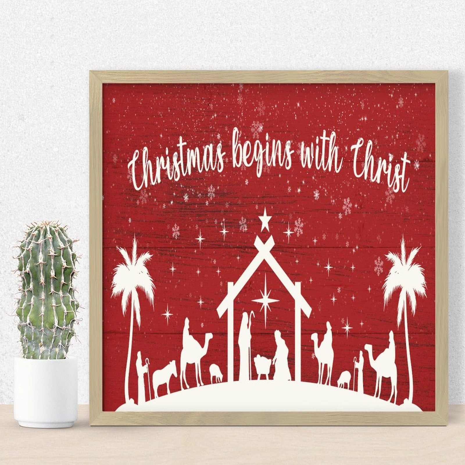 Décoration murale inspirante de Noël en bois véritable au design rustique et élégant