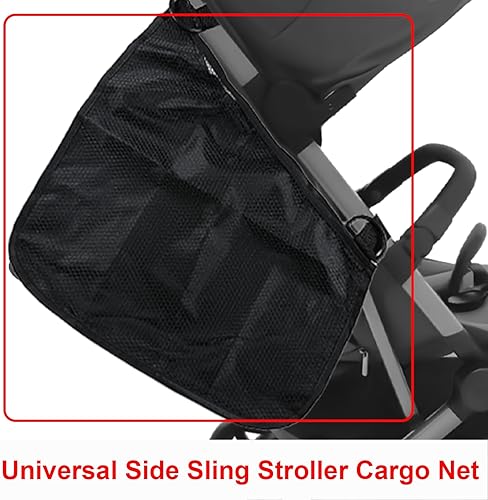 Miniatura 5 de Paquete de 2 redes universales de carga para cochecito, correas antideslizantes y ajustables, bolsa de malla de almacenamiento, organizador de