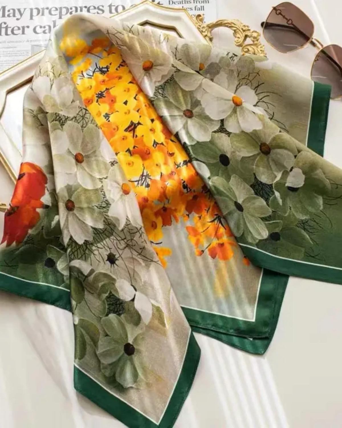 PoeticEHome 100% Pure Mulberry Silk Square Scarf 27"x27" Women Neckerchief Headscarf Gift Packed - Image 5