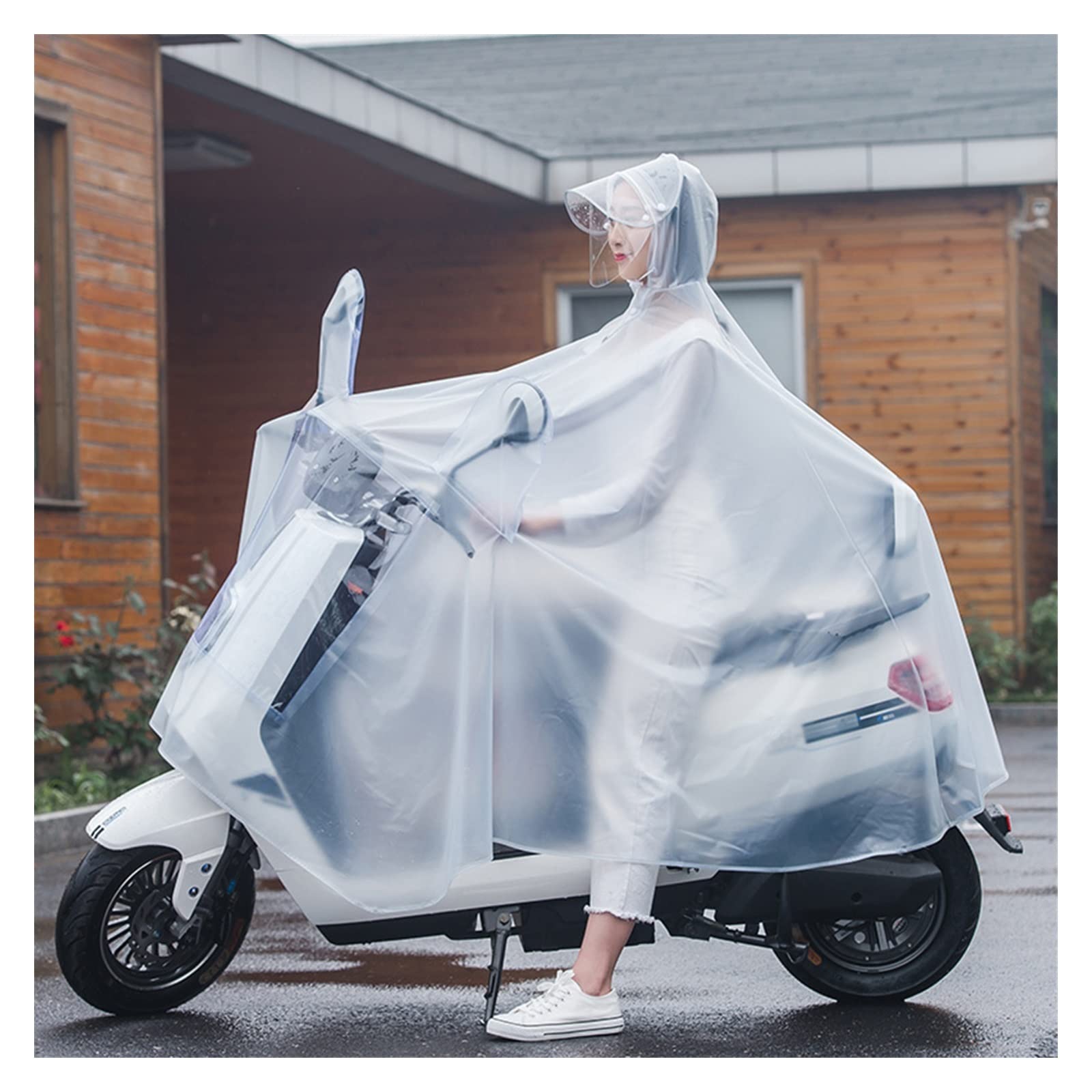 Peleryna przeciwdeszczowa rowerowa Poncho przeciwdeszczowe z kapturem z PVC Wiatroszczelne unisex na rower Ebike Motocyklowy pokrowiec na hulajnogę(Sky Blue,Twin)
