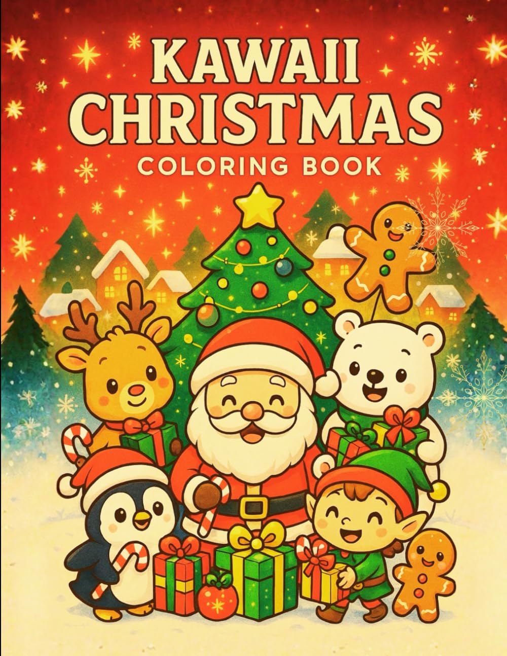 Kawaii Christmas Coloring Book: Adorable Santa, Elves, Reindeer, Penguin & Magical Holiday Scenes for Kids
