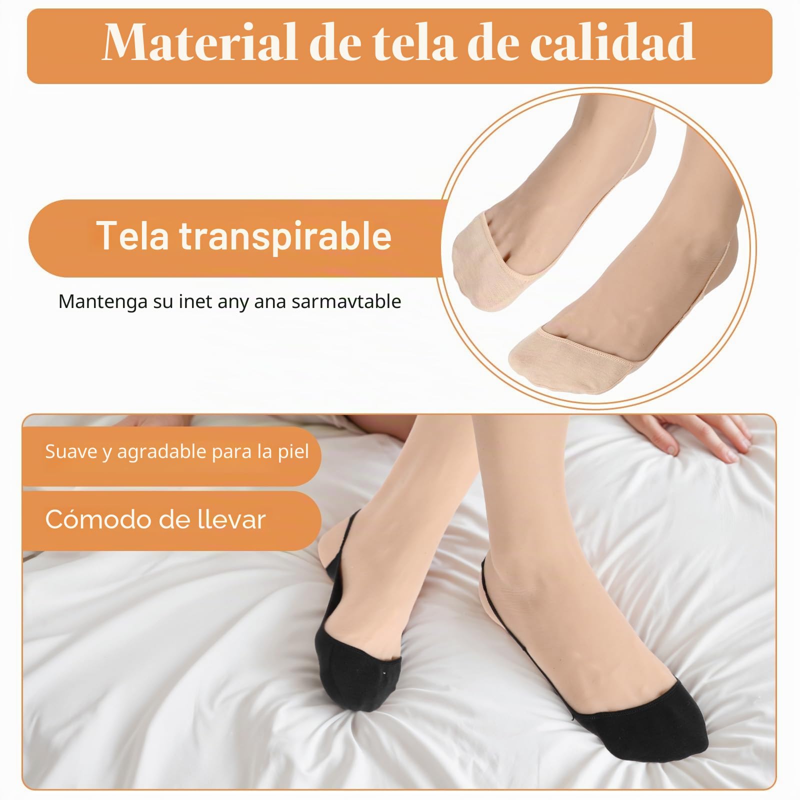 4 pares de calcetines acolchados para mujer, con forro de corte bajo, antideslizantes, para tacones, zapatos de vestir