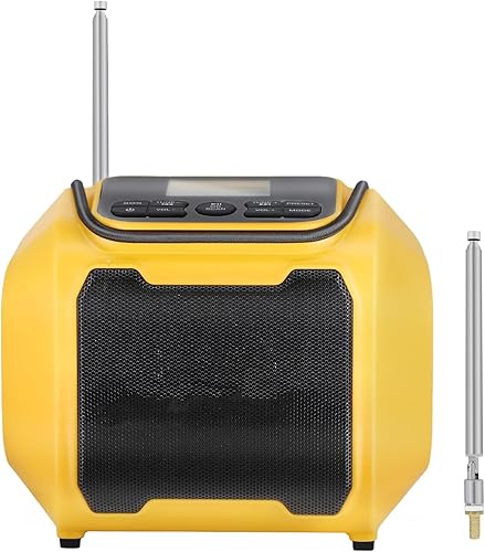 Mellif Altavoz de radio AMFM para batería de 20 V inalámbrico al aire libre TWS altavoz de emergencia radio meteorológica SOS y graves pesados,