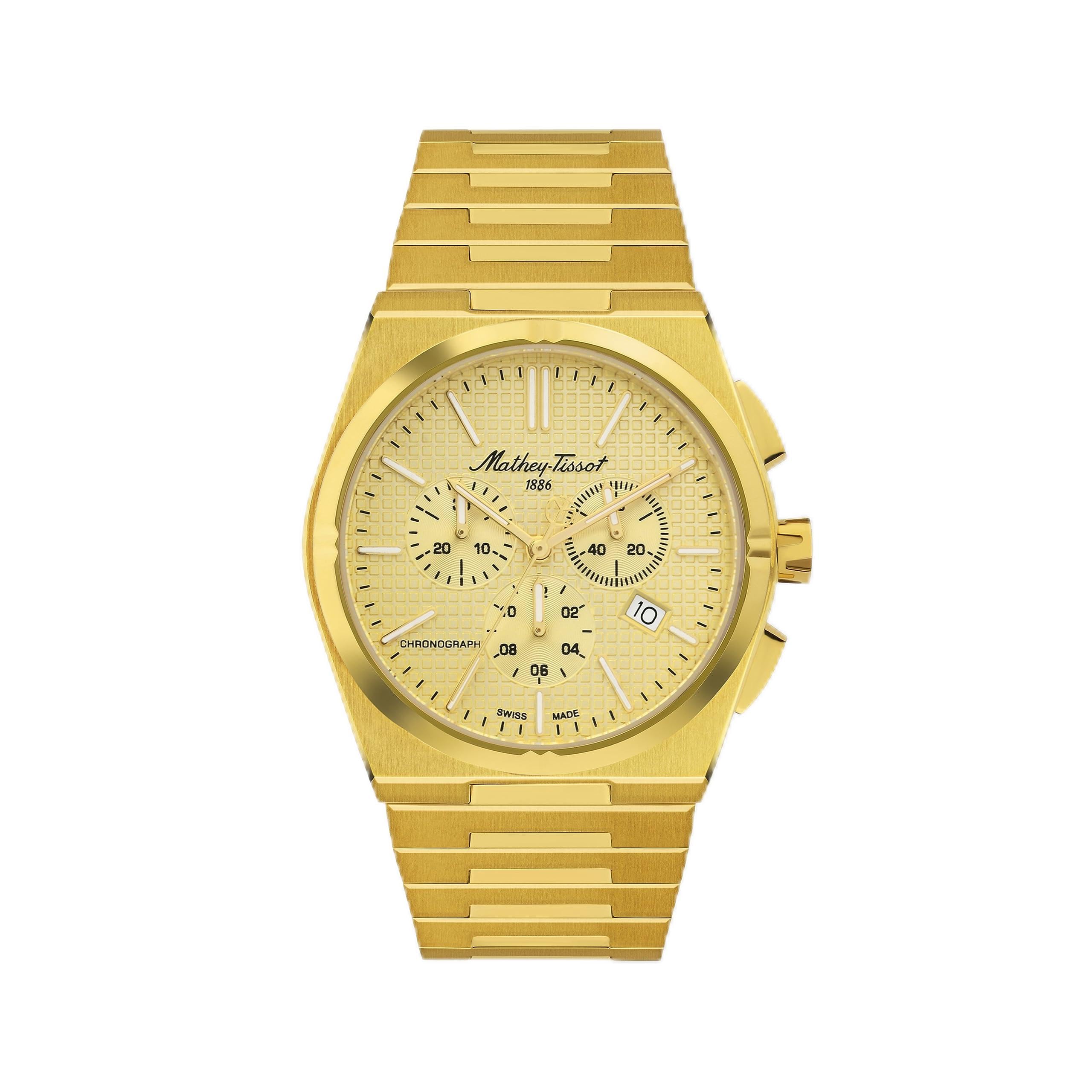 Mathey-Tissot Stainless Steel Gold Dial Quartz Chronograph Watch for Men - H117Chpdi, Gold Band (B0CH1FFGRN) Amazon Price History, Amazon Price Tracker