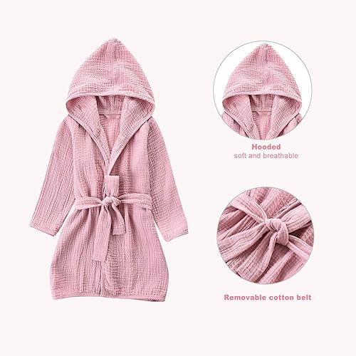 Miniatura 3 de Bata de baño de algodón orgánico, suave y transpirable, bata de bebé para niños, bata de muselina con capucha para niños y niñas