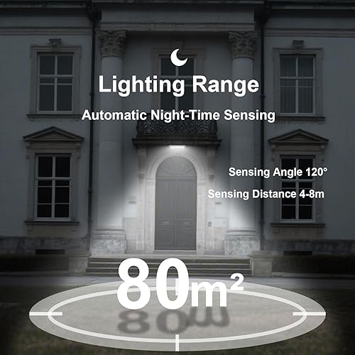 Miniatura 9 de Luces solares con sensor de movimiento para exteriores, 4 modos, luz de pared con control remoto, 1050 lm IP65 impermeable, alto brillo, lámpara de