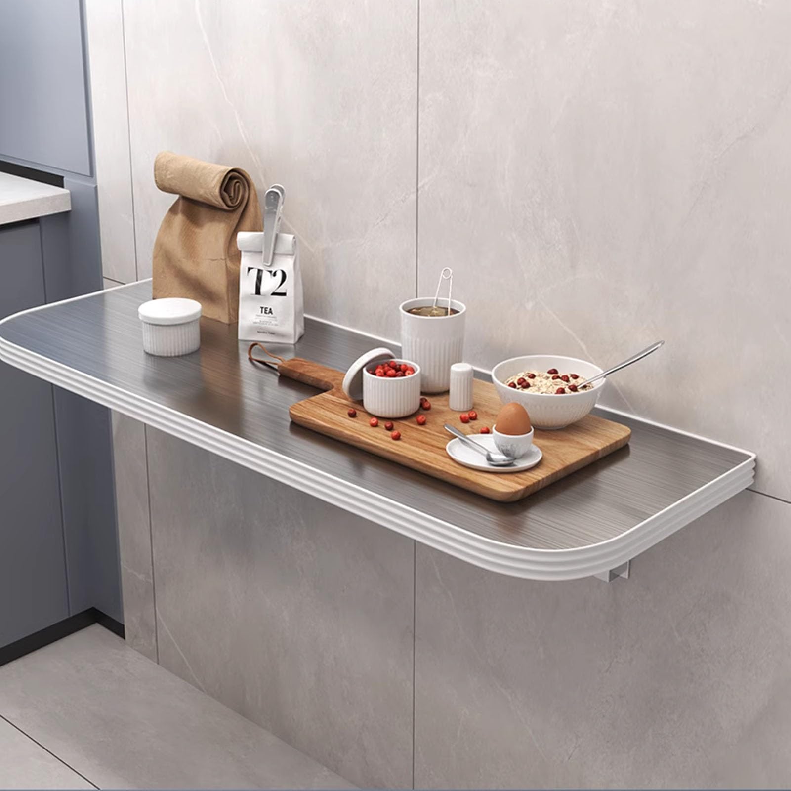 Table pliante murale peu encombrante pour petite cuisine en inox
