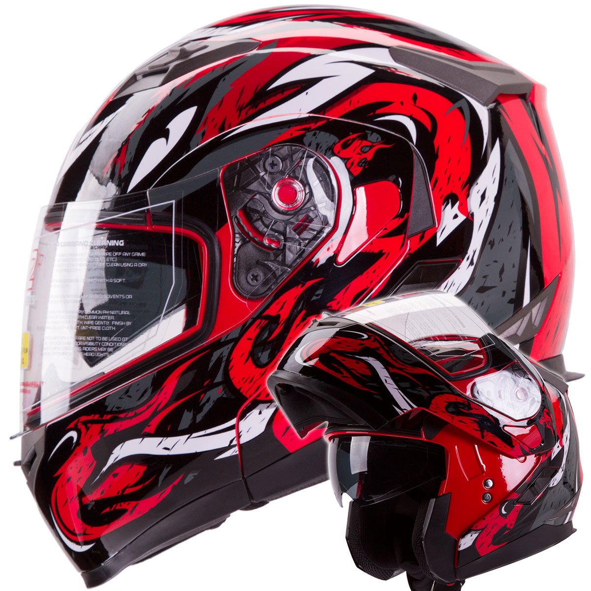 Viper Modular Dual Visor Motorcycle Snowmobile Helmet Dot Approved - Main Image