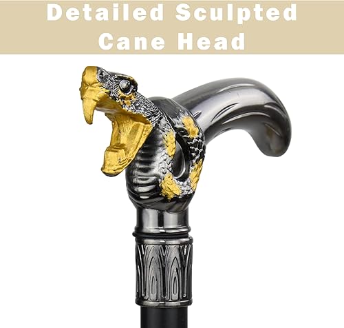 Miniatura 8 de Treasure Gurus Silver Gold Metal llamativo Viper Snake Eyes Walking Bastón 2 piezas Eje de acero Hombres Mujeres Senderismo Bastón