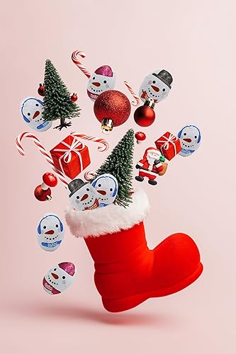 Miniatura 6 de Fruidles Galletas de chocolate con leche de Navidad y muñecos de nieve crema, rellenos de bolsas de fiesta, láminas envueltas individualmente,