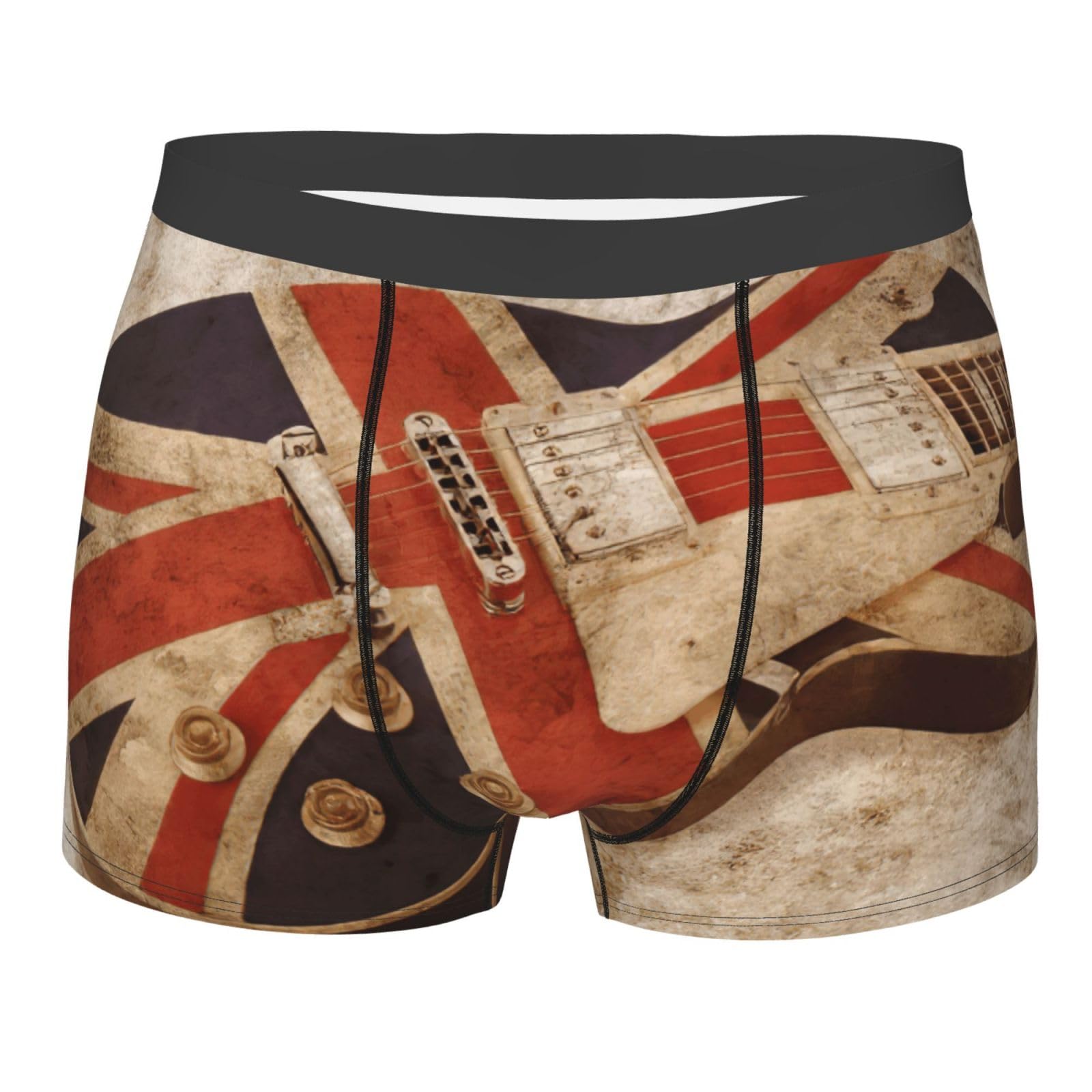yagDAA Guitar British Flag Print Men'S Underwear Boxer Briefs,Breathable Stretch Underwear With Comfortflexible Waistband Black