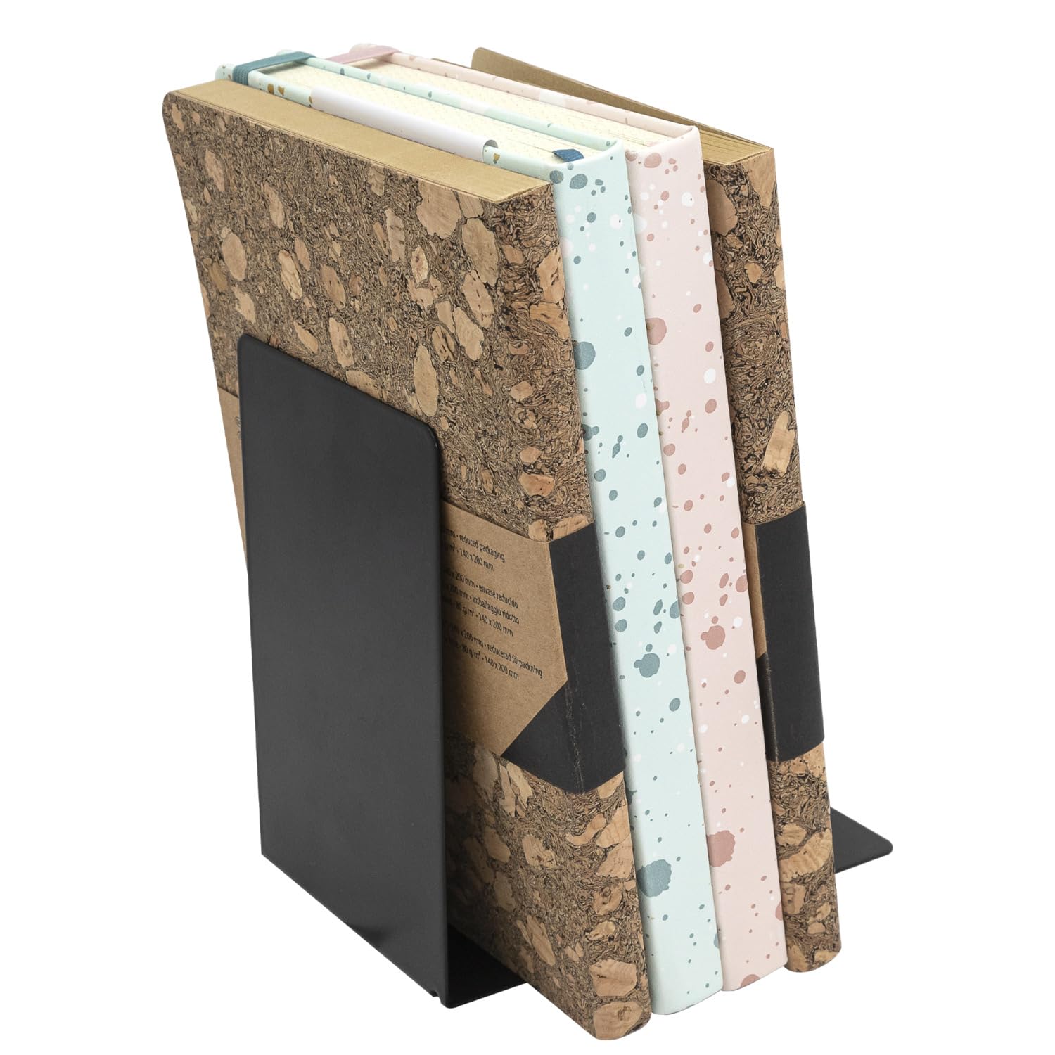 Idena Fermalibri in Metallo Nero 14x14x8,5 cm Porta Libri per Librerie