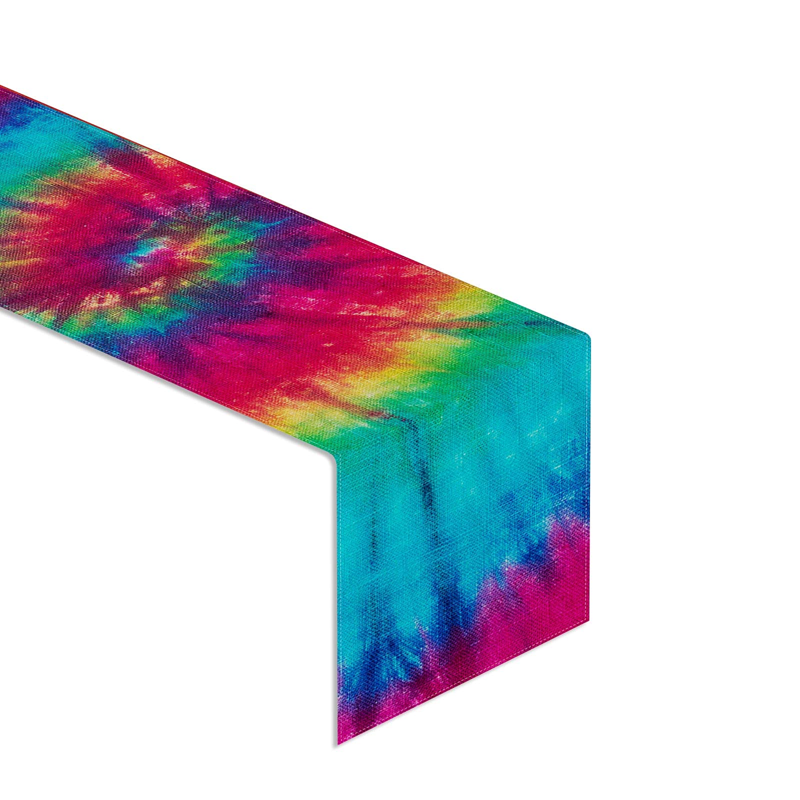 Linen Tie Dye Table Runner Hippie Table Decoration and Supply for Home Kitchen Dinning Room (13" x 72")