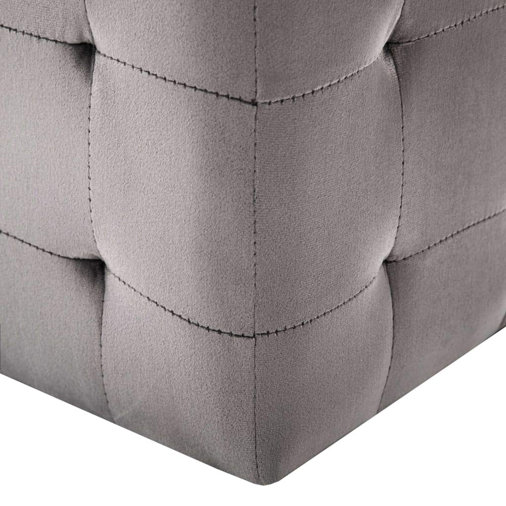 SKM Pouf Salon, 2 pcs Poufs Meuble Carré Gris 30 x 30 x 30 cm Tissu Velours pour Salon Chambre Librairie