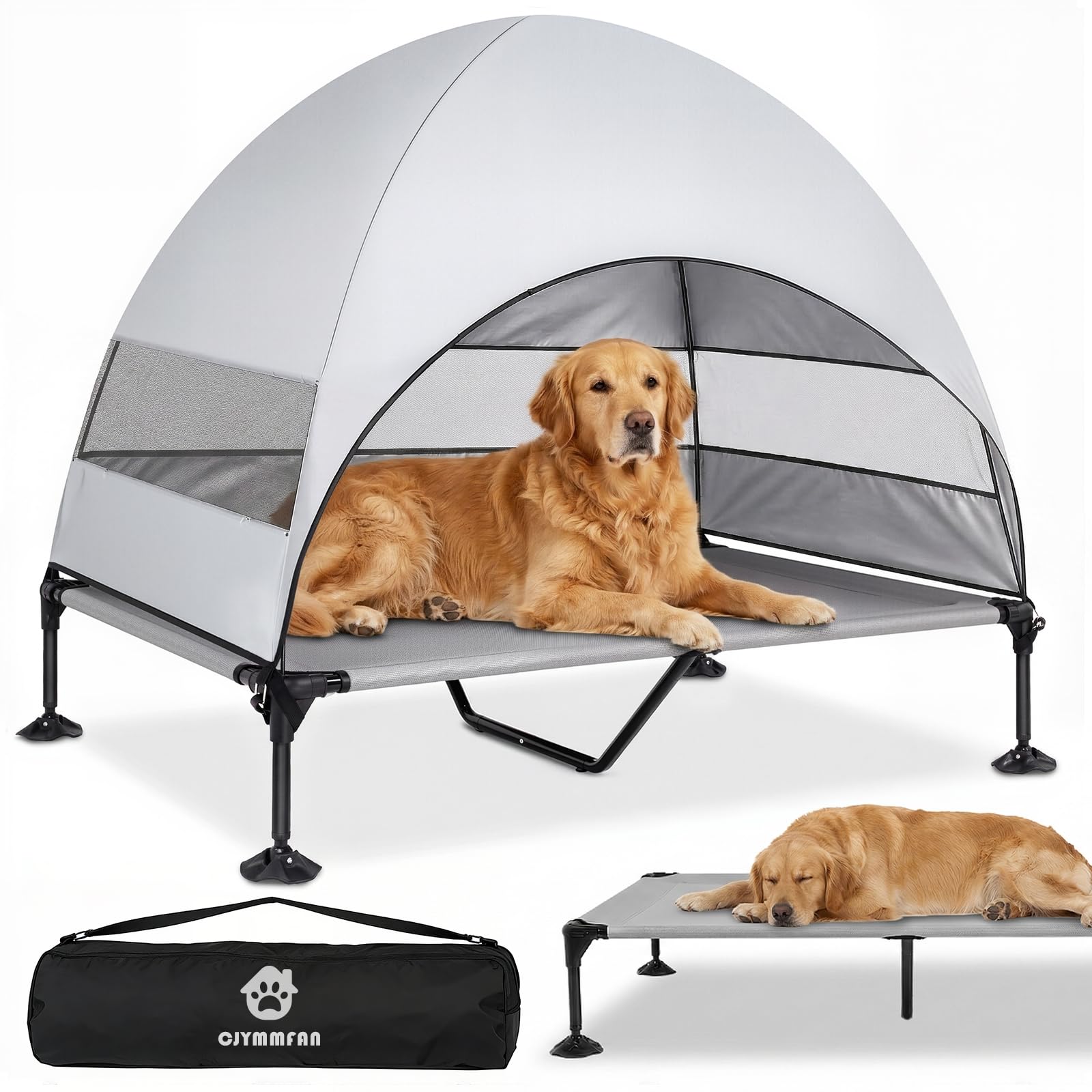 CJYMMFAN Elevated Dog Bed with UV-Proof Canopy