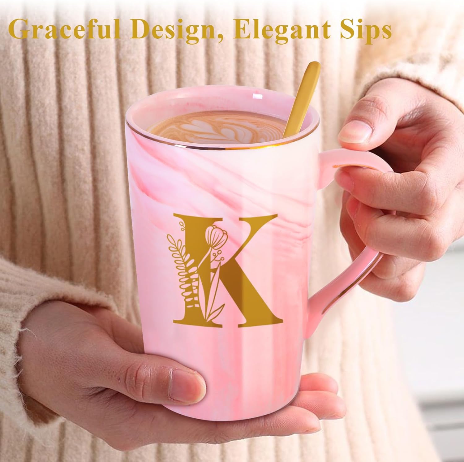 MNZZ Personalized Ceramic Coffee Mug with Lid Tea Cup Mother Day Best Mama Mom Ever from Daughter Son Gifts Christmas Xmas Valentines Birthday Groom Bride Mother In Law Personalized Special Present,K - Image 6