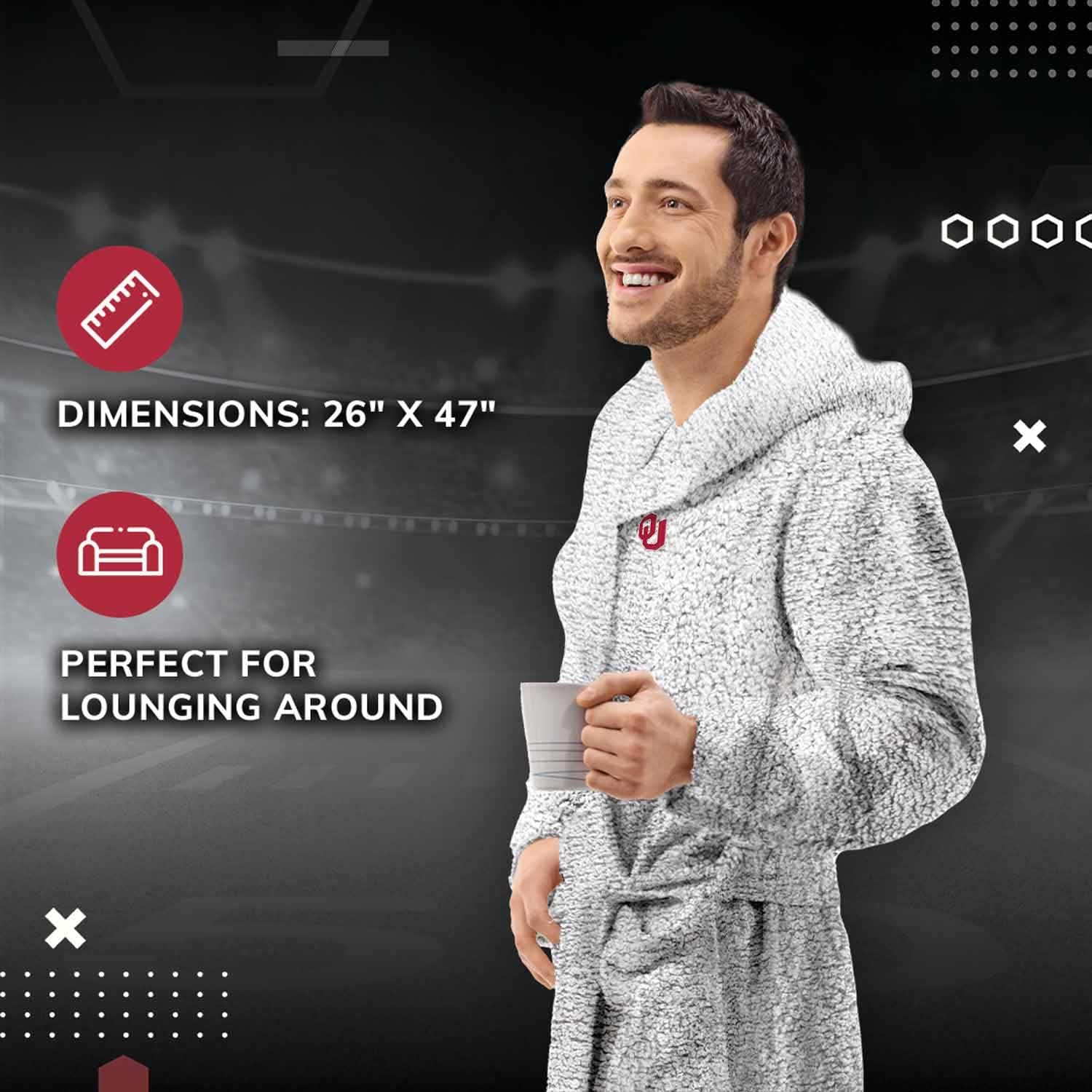 Northwest mens unisex Ncaa Adult Plush Hooded Robe With Pockets - 100% P