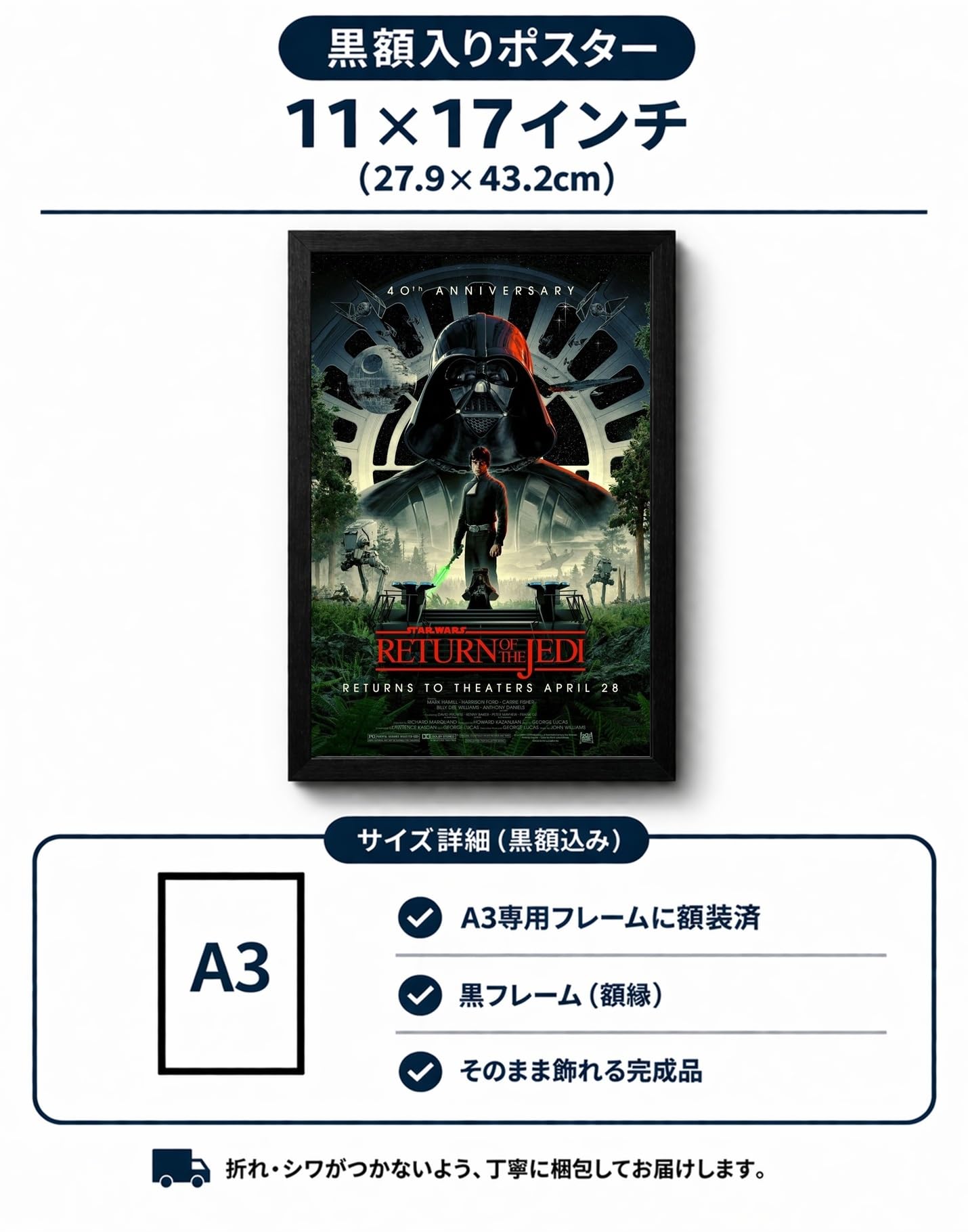 Amazon.co.jp: 【フレーム付-黒-】 映画ポスター スターウォーズ