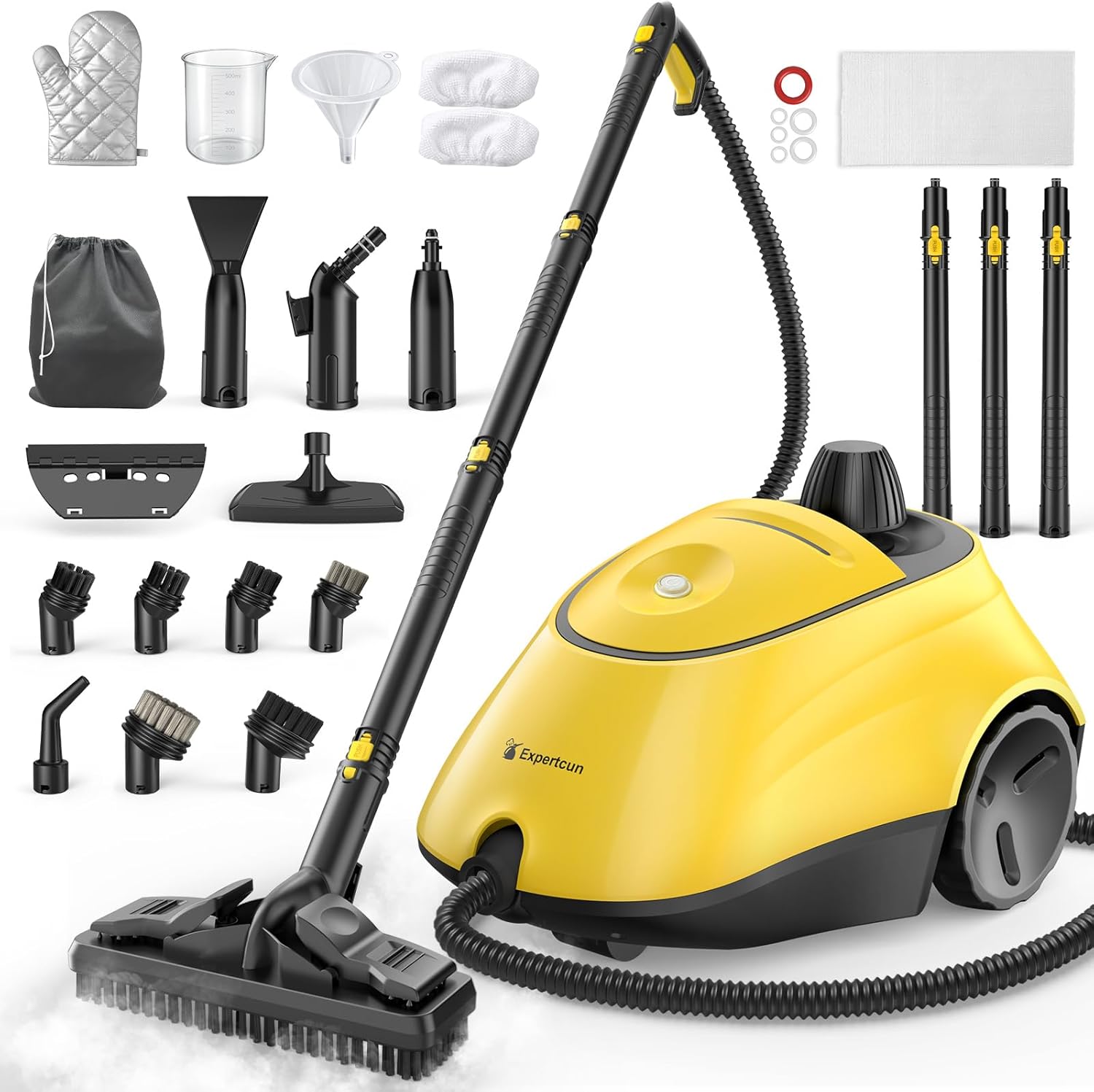 Premium Heavy Duty Canister Steam Cleaner with 26 Accessories, High-Temperature Mop for Floors, Tiles, Car Detailing & More, 1.4L Portable Tank, Chemical-Free, Child Lock & Effortless Operation
