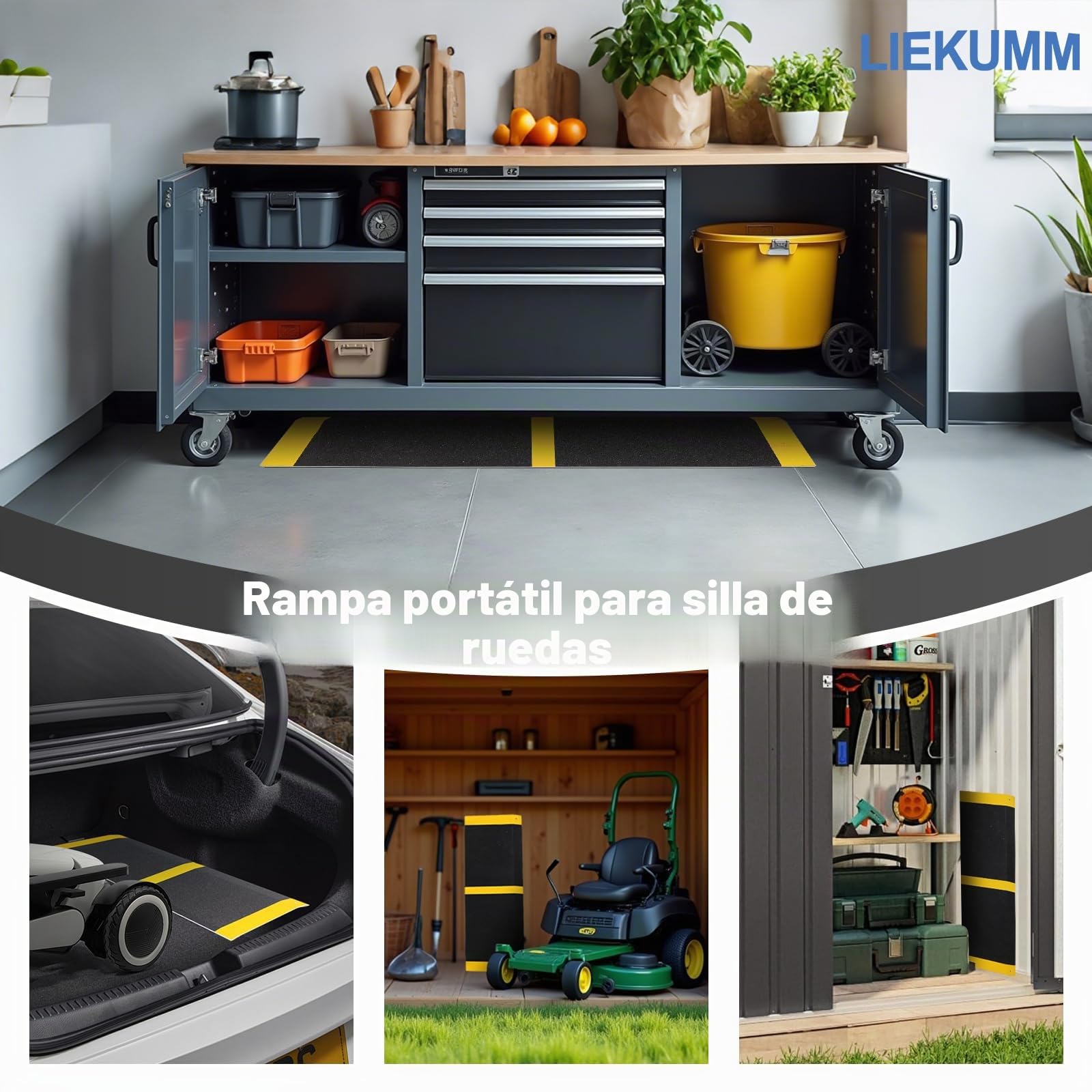 LIEKUMM Rampa de Umbral para Puerta 30x80 cm,Rampa de Aluminio Portátil con Superficie Antideslizante, Capacidad 300 kg, Rampa de Puente para Silla de Ruedas para escaleras, escalones,bordillos,Negro