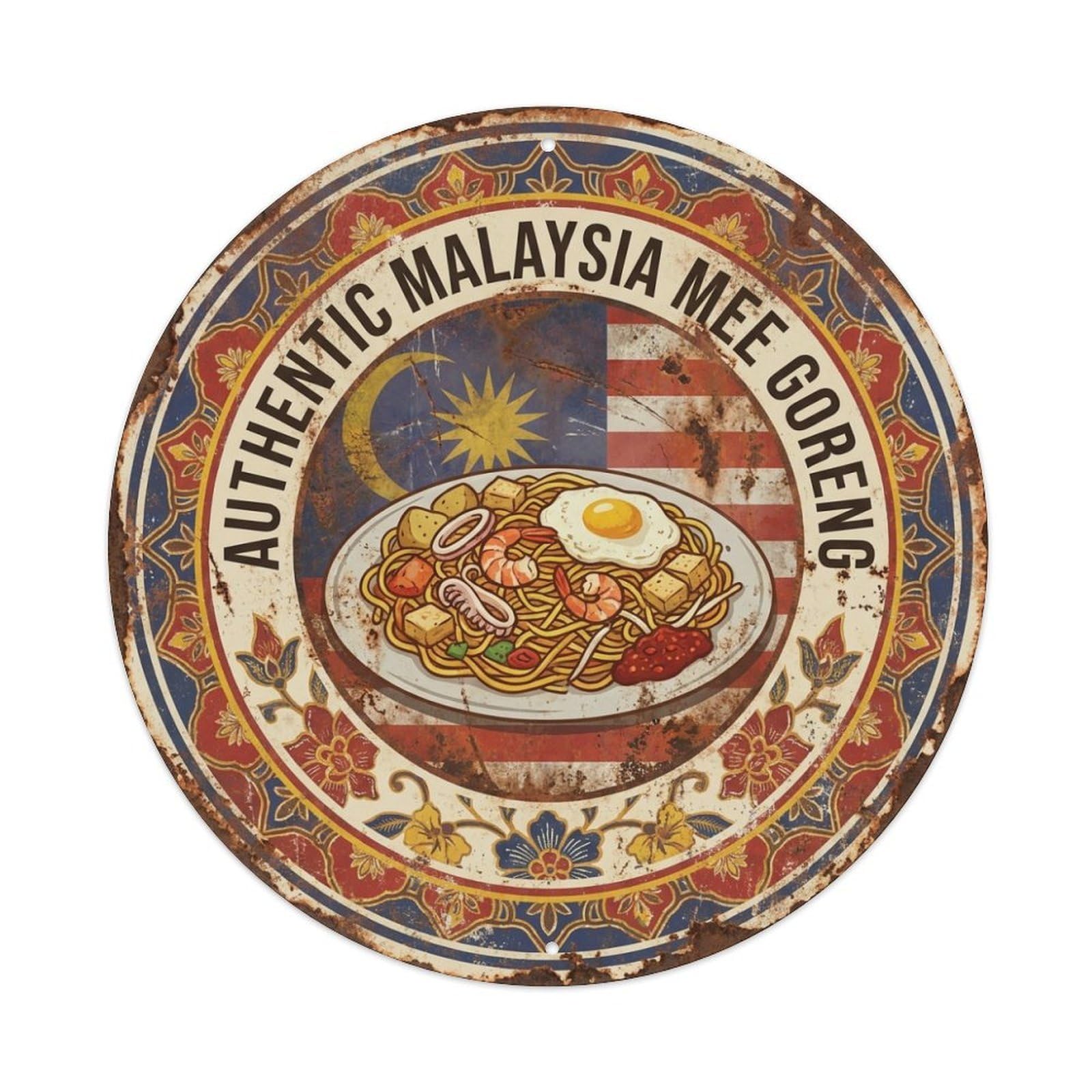 Malaysia Travel Mee Goreng Noodle Dish Cuisine Metal Tin Sign