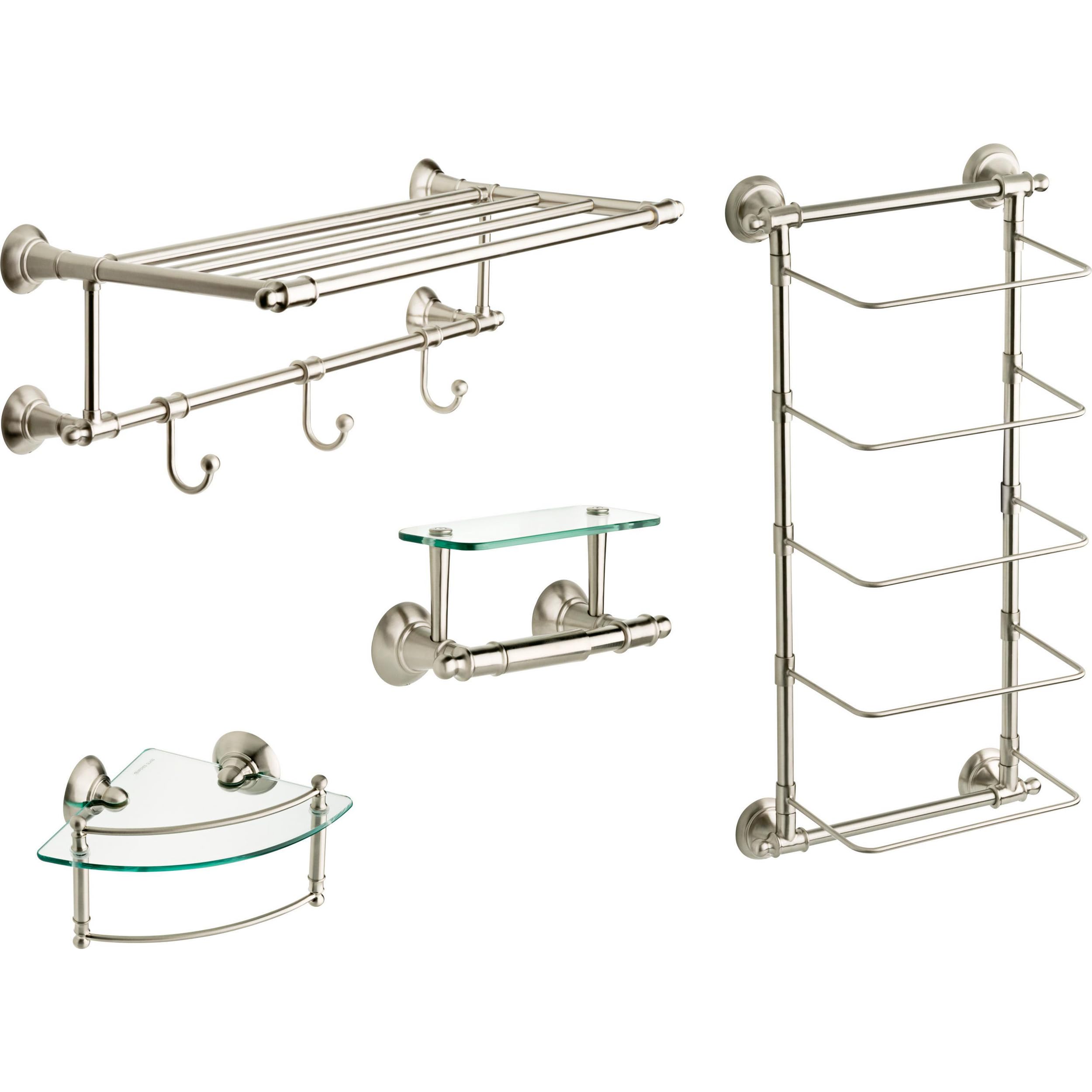 HENGANRUI Glass Bathroom Shelf, Brushed Nickel Rectangular Floating - View #10