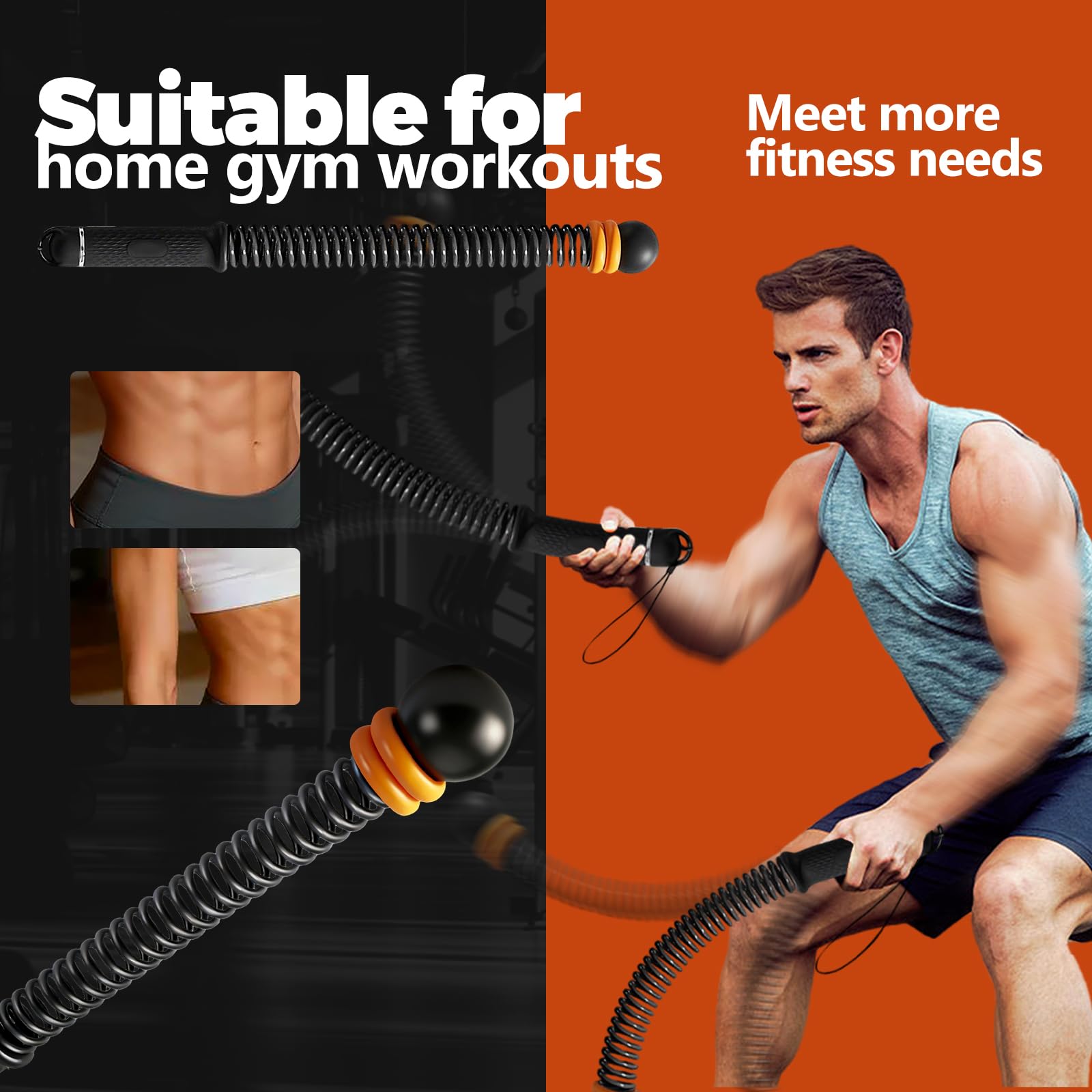 cuerdas de batalla sin cuerda, Cuerda De Entrenamiento Sin Cable, Battle Ropes para Entrenamiento, Con un diseño de anillo de peso ajustable y un mango ergonómico mejorado para un manejo más dinámico
