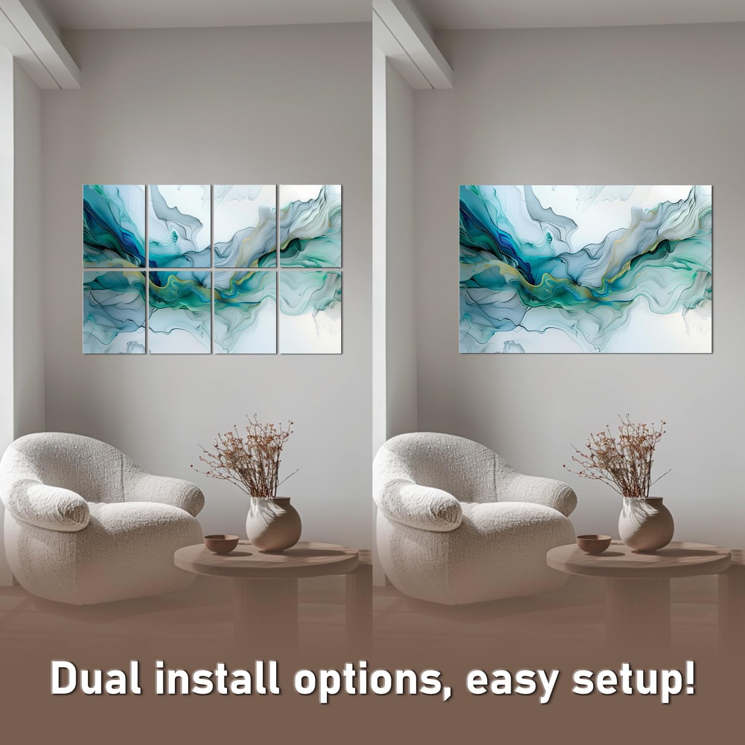 FurnoFlexArt Acoustic Panels Tiles Decorative Room Sound Proof Foam Absorbing Panels Noise Dampening Canceling Reducing Blocker for Walls (Ethereal Stream, 48 * 32 in)