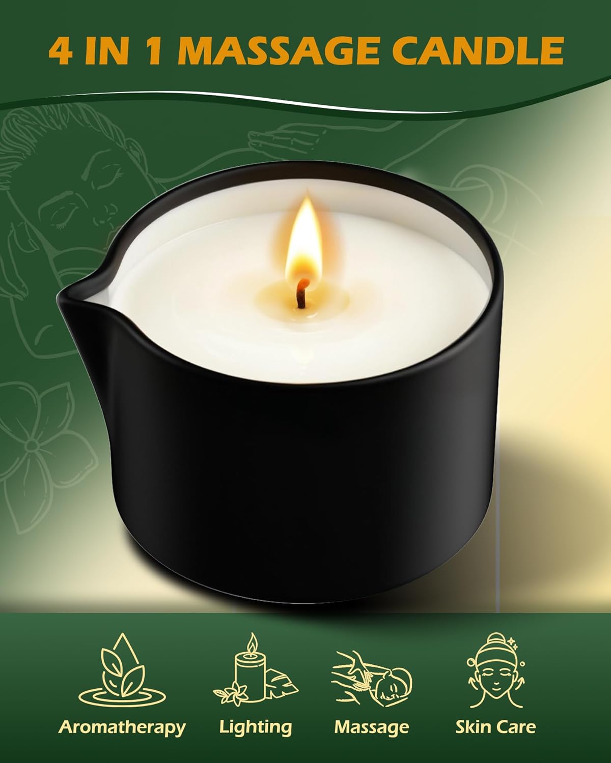 Soybean Wax Warming Massage Oil Candle for Stress Relief and Skin Moisturizing, Couples Massage, Romantic Gift SPA for Home Scented Candle Body Oil - Jasmine Scent 2.35 OZ - Image 3