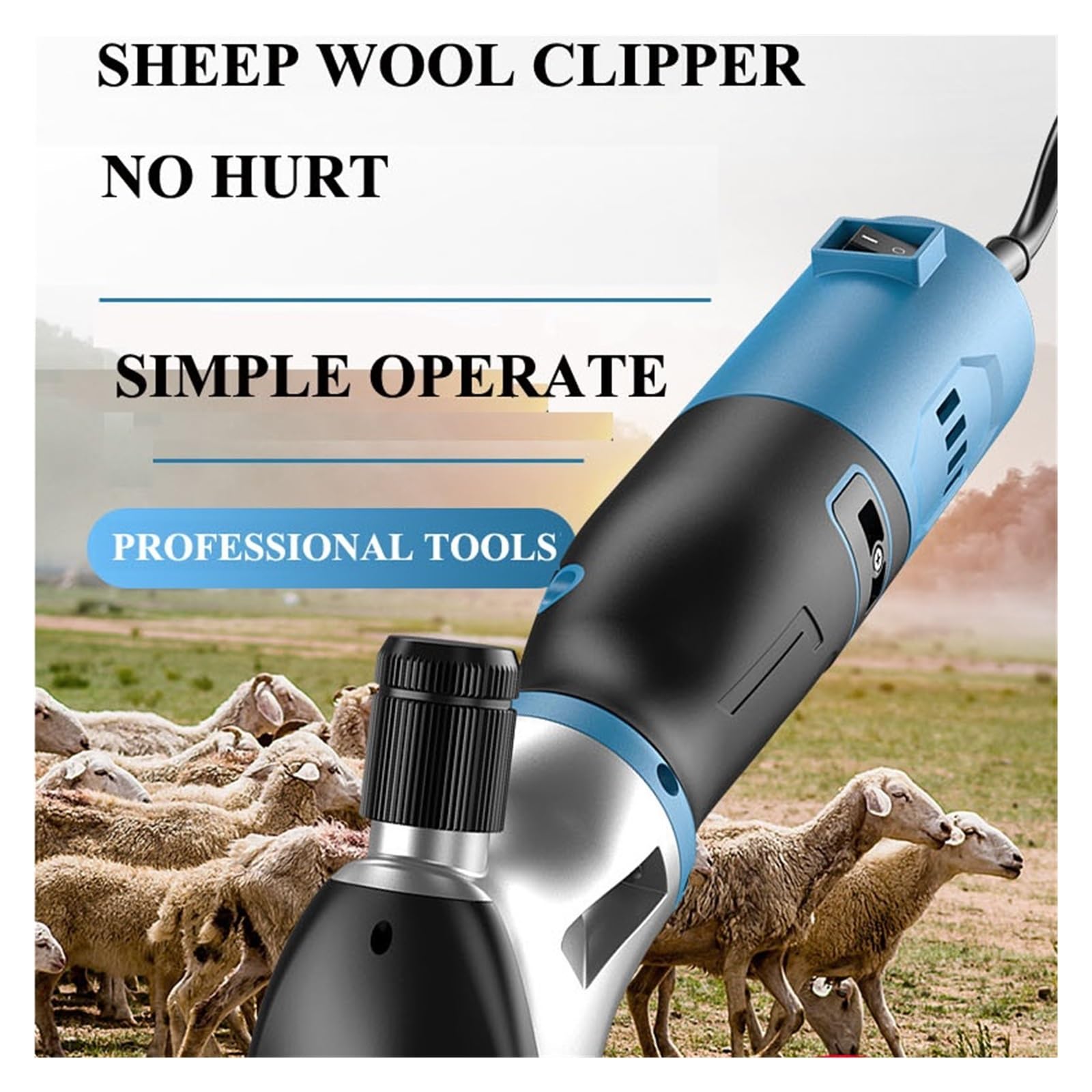 Cizalla EléCtrica para Lana Esquiladora Eléctrica For Pelo De Ovejas, Camellos, Vacas Y Cabras, con Potente Motor De 1850 W Y 1900 W, Cortadora De Lana De Alpaca(C-1900)