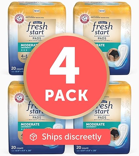 Miniatura 6 de FitRight Fresh Start Almohadillas de incontinencia urinaria y posparto para mujeres, absorción moderada, con bicarbonato de sodio Arm & Hammer, 80