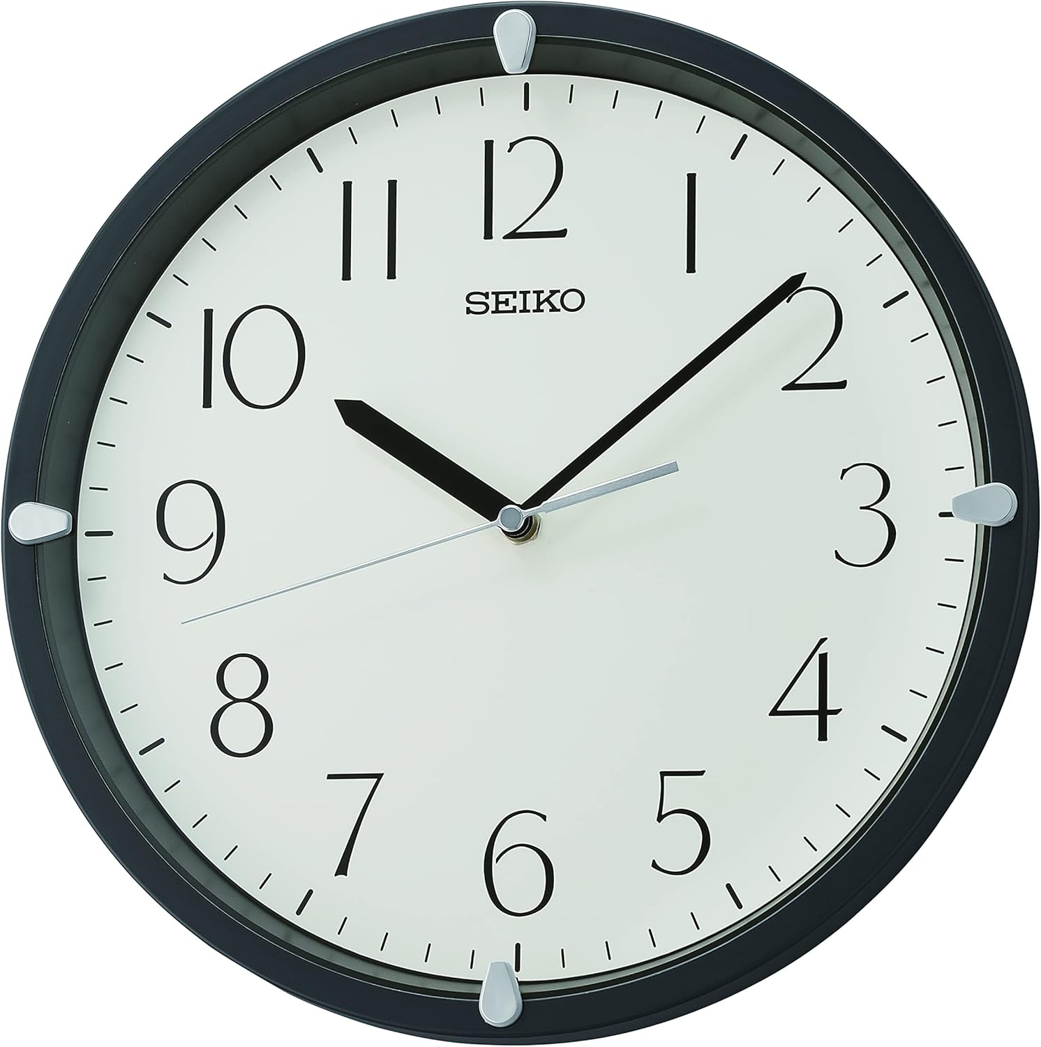 SEIKO QHA007JLH Round Non Ticking Wall Clock, Black Matte, 12 Inch
