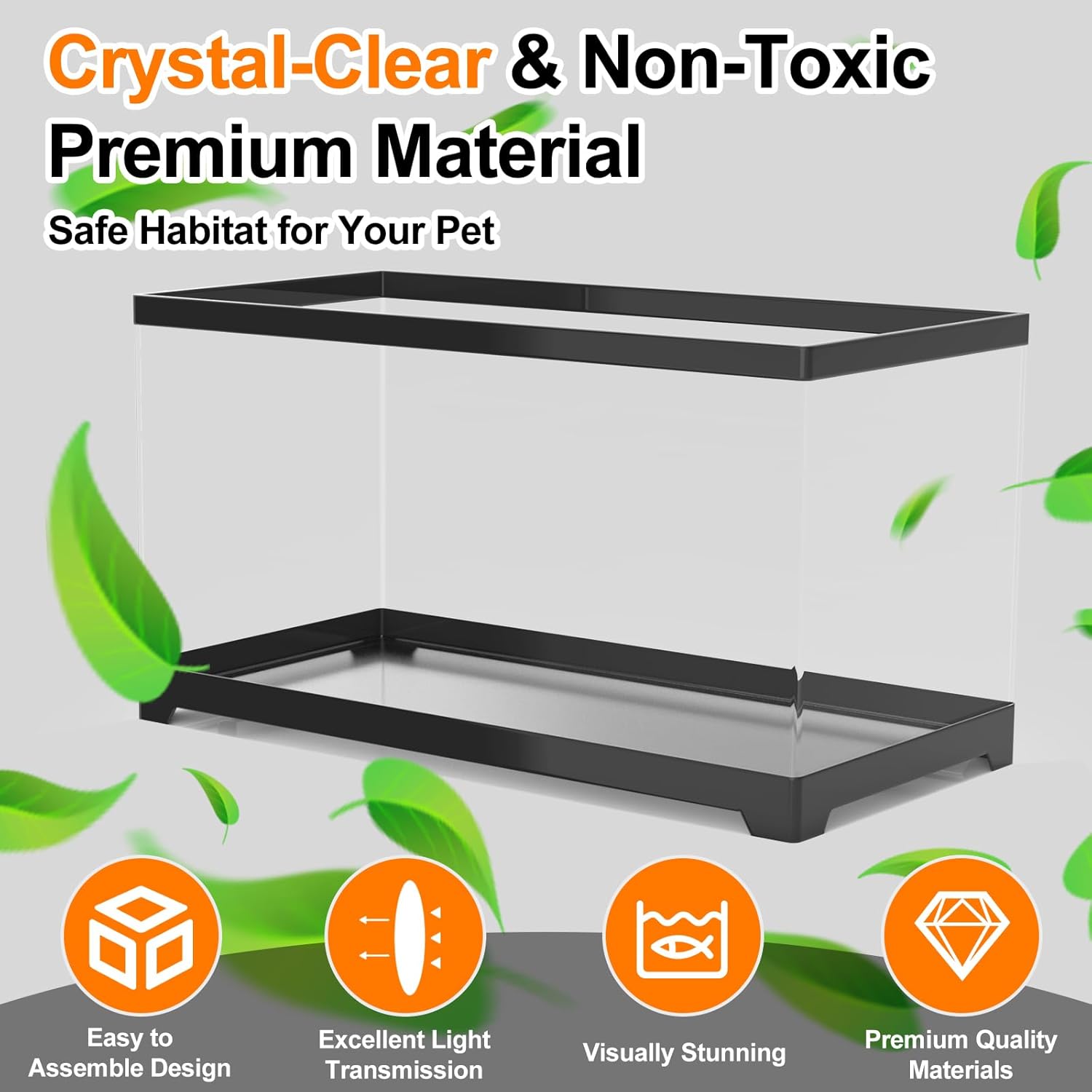 Turtle Tank Kit for Small Turtles, Hatchlings, Aquatic Pets-7.8Gallon with Basking Platform, Timed Heat Lamp & Rain Filter(19.7"*9.5"*9.6")