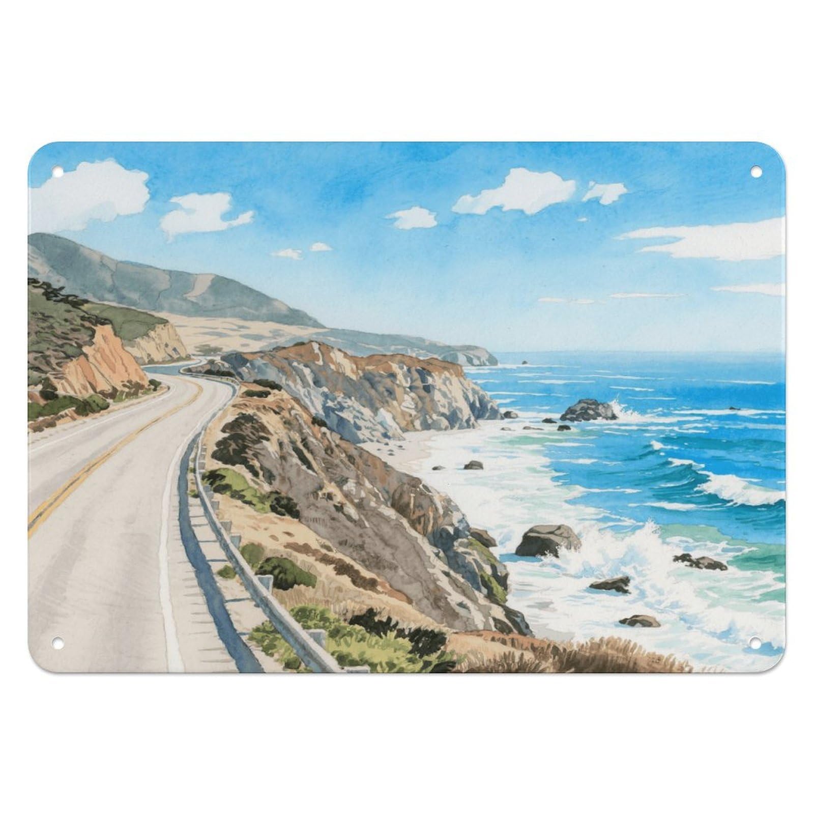 Fekiloot Style Highway 1 Ocean View Wall Decor Iron Painting Metal Sign